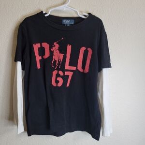 Polo by Ralph Lauren Kids Black & White W Red Long Sleeve Tee Boys 6